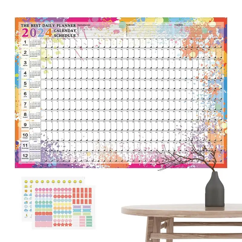 

2024 Calendar 12 Month Schedule Planner Family Planning Wall Calendar Monthly Themed Design Horizontal Thick Paper Calendar