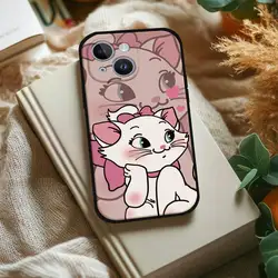M - Marie Cat Cute Black Silicone Phone Case - iPhone 15 Pro (Z1)