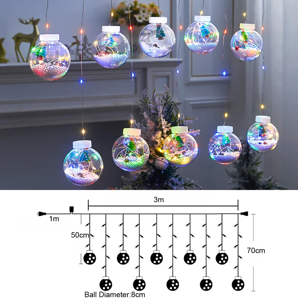 Guirlande lumineuse LED à boules à vœux, guirlande lumineuse de Noël, guirlande féérique pour mariage, Noël, fête et décoration intérieure_voghion.com