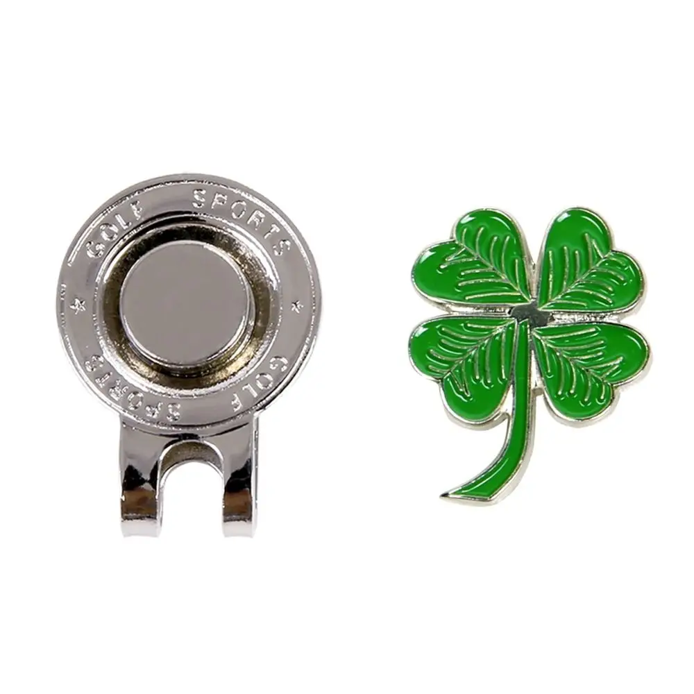 

Lucky Grass Ball Token Electroplated Gold Golf Equipment Golf Cap Clip Golf Hat Clip Four Leaf Clover Golf Ball Marker