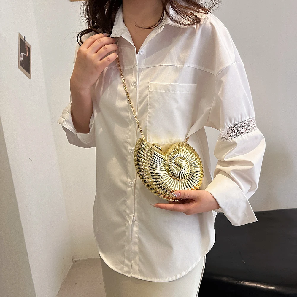 Conch Shape Fashion Evening Bags Acrylic Stylish Shoulder Bag Stylish Crossbody Bag Chain Strap Purse for Wedding Party