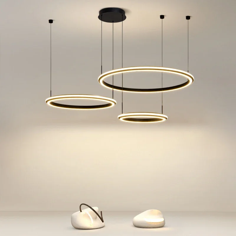 

Современная светодиодная люстра с черными кольцами, освещение для гостиной, столовой, подвесной светильник в скандинавском стиле, домашний декор, освещение для спальни, бара