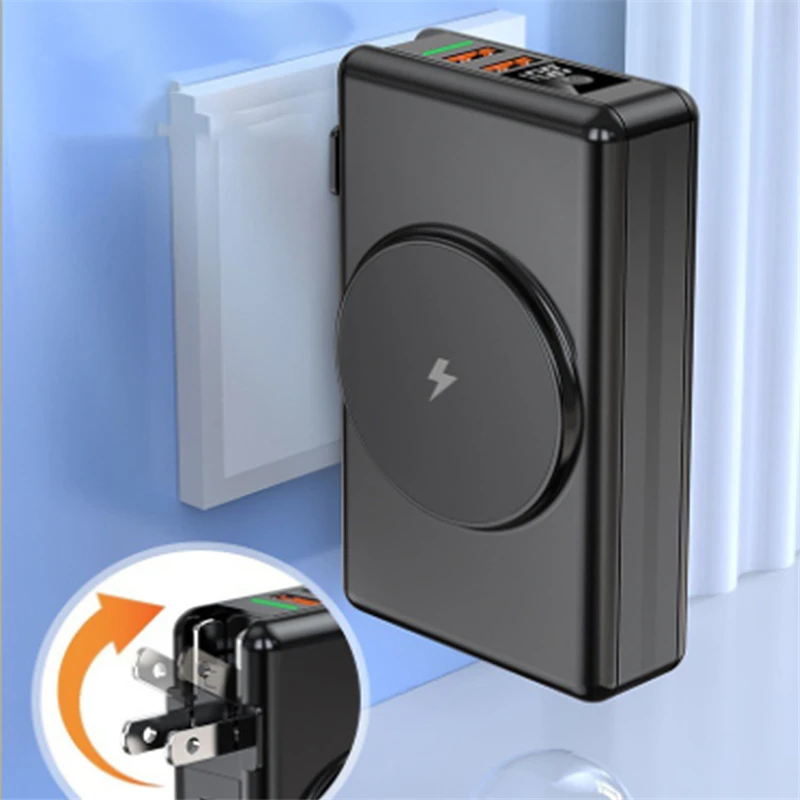 

20000mAh Power Bank PD20W Powerbank for Huawei Samsung Magnetic Qi Wireless Charging for iPhone 13 Poverbank with Cable AC Plug