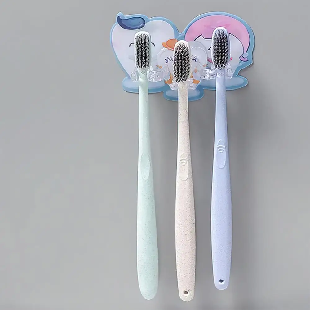 Toothbrush Storage Rack Self-adhesive Type Abs Bathroom Accessories New Toothbrush Holder Multi Slot Design Drain Shelf Durable