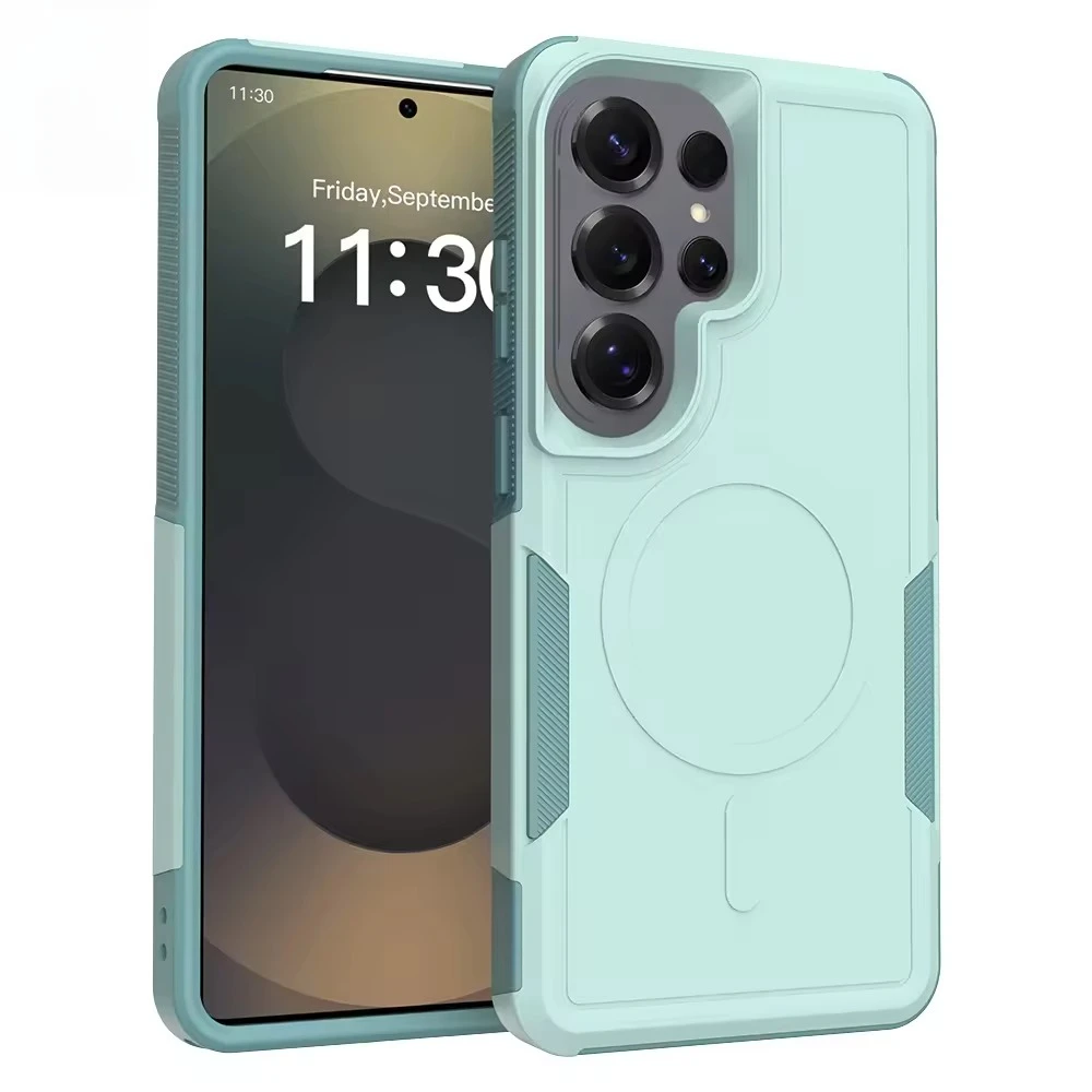 Enhanced Black Shockproof Armor Case with Magnetic Hybrid Design