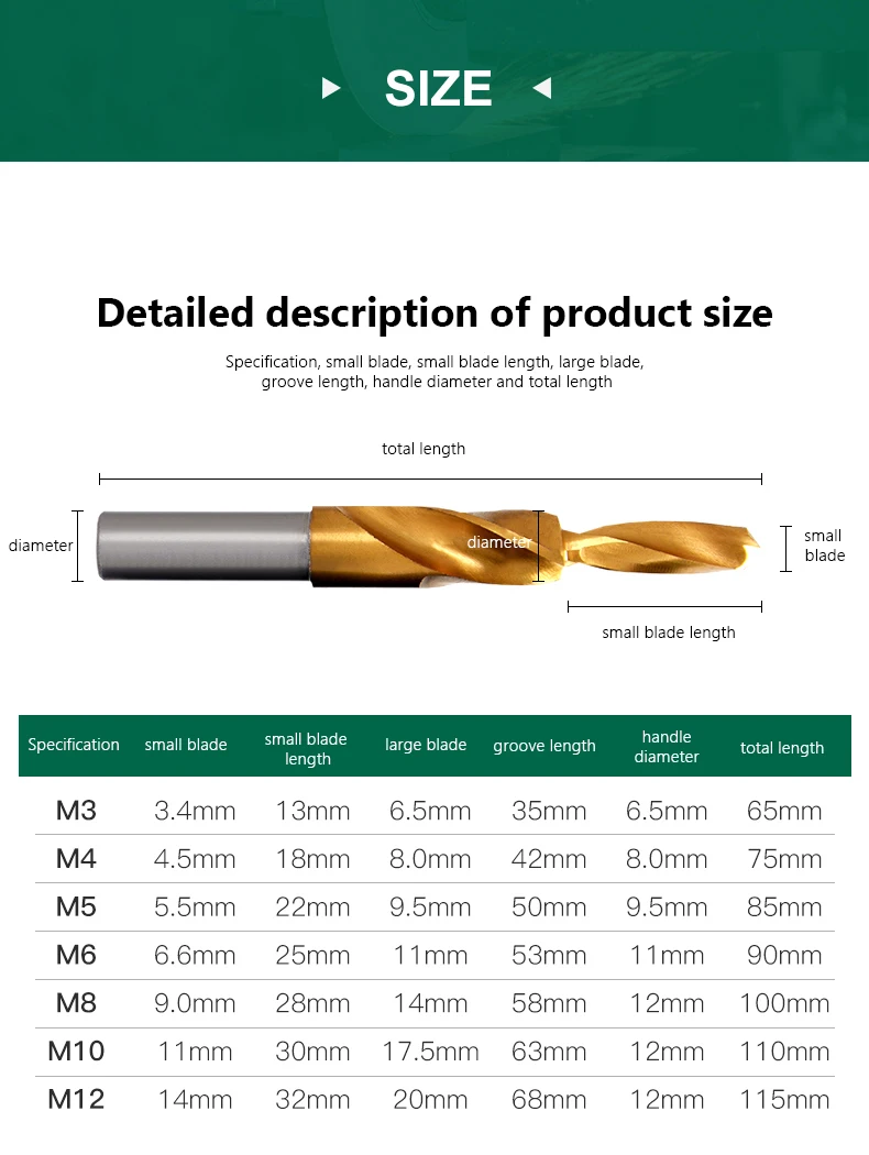 Dual Schneiden Bit Senker Twist Schritt Bohrer HSS für Metall 90 180 Grad M3 M4 M5 M6 M8 M10 M12 M18 M20 Kegel Bohren Werkzeug 1PCS – Detail 4