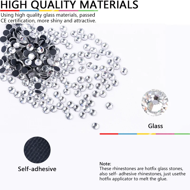 3Boxes HotFix Rhinestones Kit EU or US PLUG Hotfix Applicator Tool Crystal  Glass Rhinestone Iron-on Wand Strass for Bags Shoes