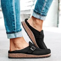 Mules décontractées rétro style Birkenstock pour femme, avec semelle intérieure en liège, en daim mat souple, à enfiler, pour le quotidien en extérieur 2