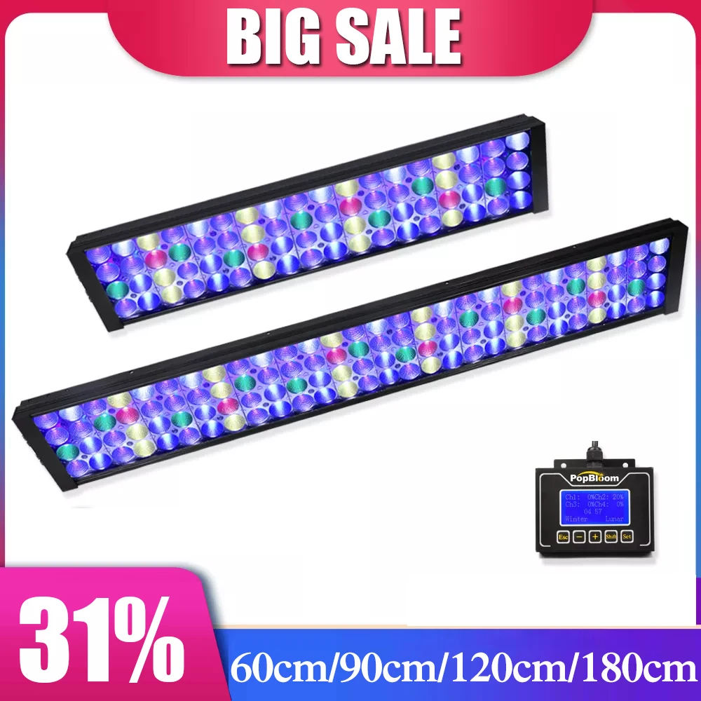 

PopBloom Marine Aquarium Light for 60cm-180cm Fishbowl Light Full Spectrum Aquarium Lamp for Reef Coral Aquarium Fishing Light