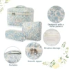 YANZAI 3 Pcs Cotton Quilted Makeup Bag Set, Floral Cotton Cosmetic Bag, Aesthetic Women's Large Capacity Toiletry Organizer 6