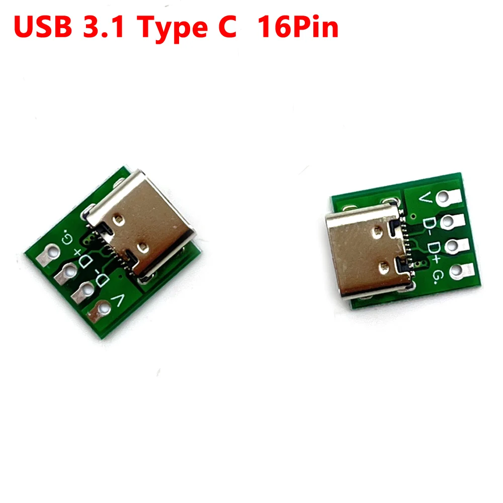 50Pcs/lot USB 3.1 Type C Connector 16 Pin Test PCB Board Adapter 16P Connector Socket For Data Line Wire Cable Transfer