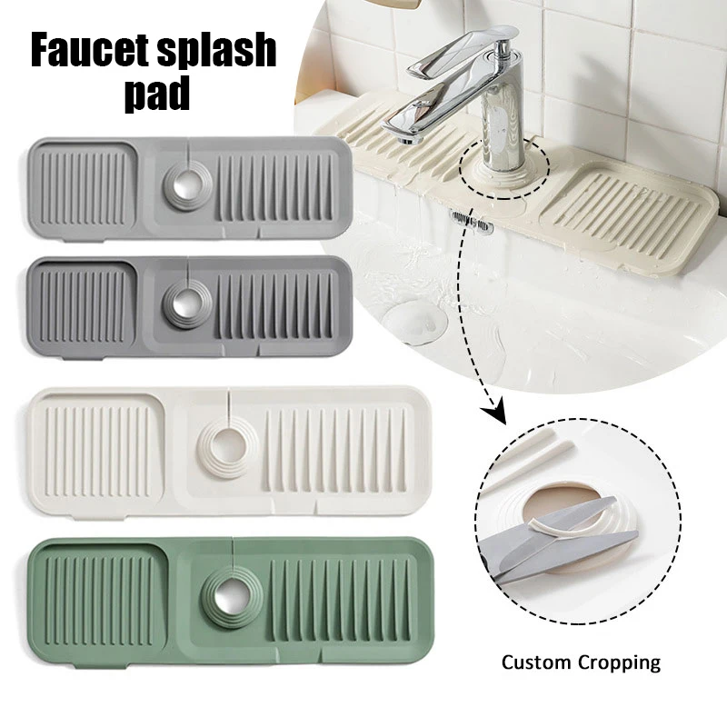 

Household Silicone Faucet Mat, Sink Splash Guard, Drainage Pad, Drying Pad, Kitchen, Bathroom Countertop Protection Mat