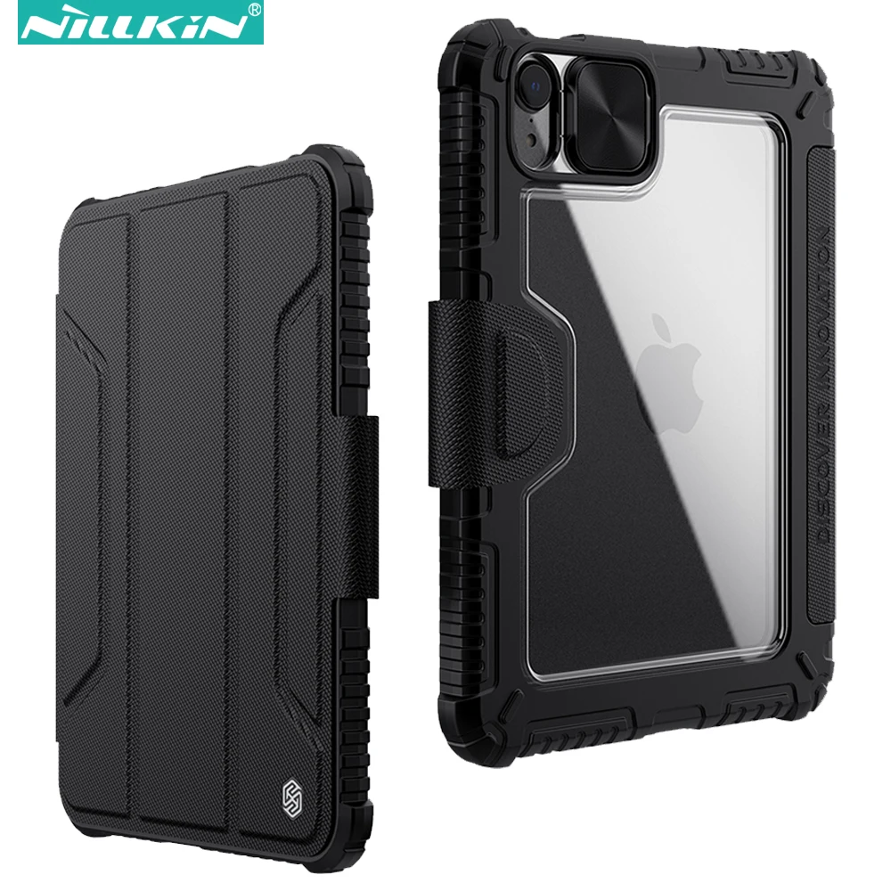 Nillkin Amortecedor Pro Case de Couro para Ipad Mini 2023 Slide Câmera Proteção Escudo Inteligente Flip Capa Traseira