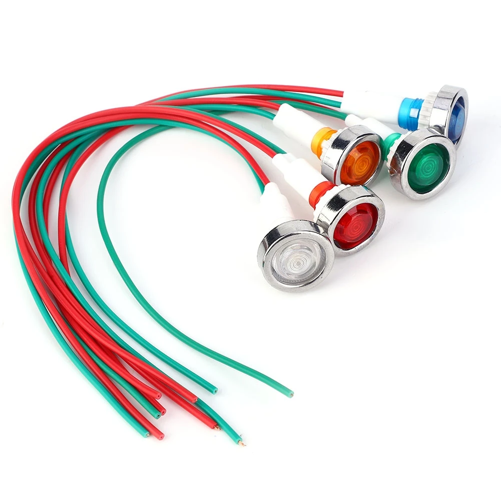 15개 DC12V 10mm LED 파일럿 램프 전원 표시등(와이어 케이블 포함)