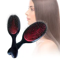 Peigne à cheveux ovale en poils de sanglier et en Nylon, Mini peigne antistatique pour Massage du cuir chevelu, brosse à cheveux pour Salon de coiffure, outil de coiffure, 1 pièce 2