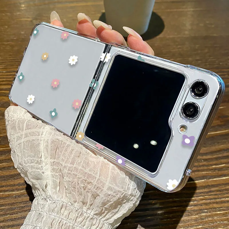 Floral Transparent Hard Cover - Flower Pattern Folding Clear Case