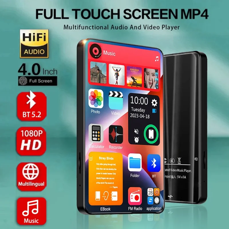 MP4 Player Music Player Portable Mini 2.4" Full Touch screen Lossless Audio Music MP3 MP4 Player Support TF Card Slot E-book Reading Buit-in Speaker