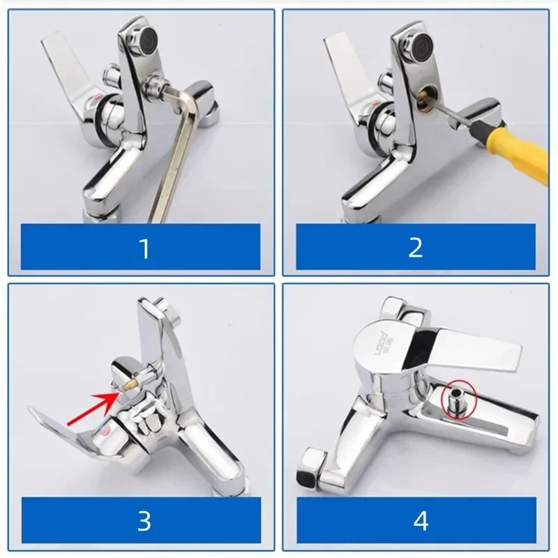 Faucet Separator Throttle Diverter 3 Way Mixing Valve Shower Tap Switch Diverter Brass Tap Pull Rod Cap 1Sets Bath Replacement