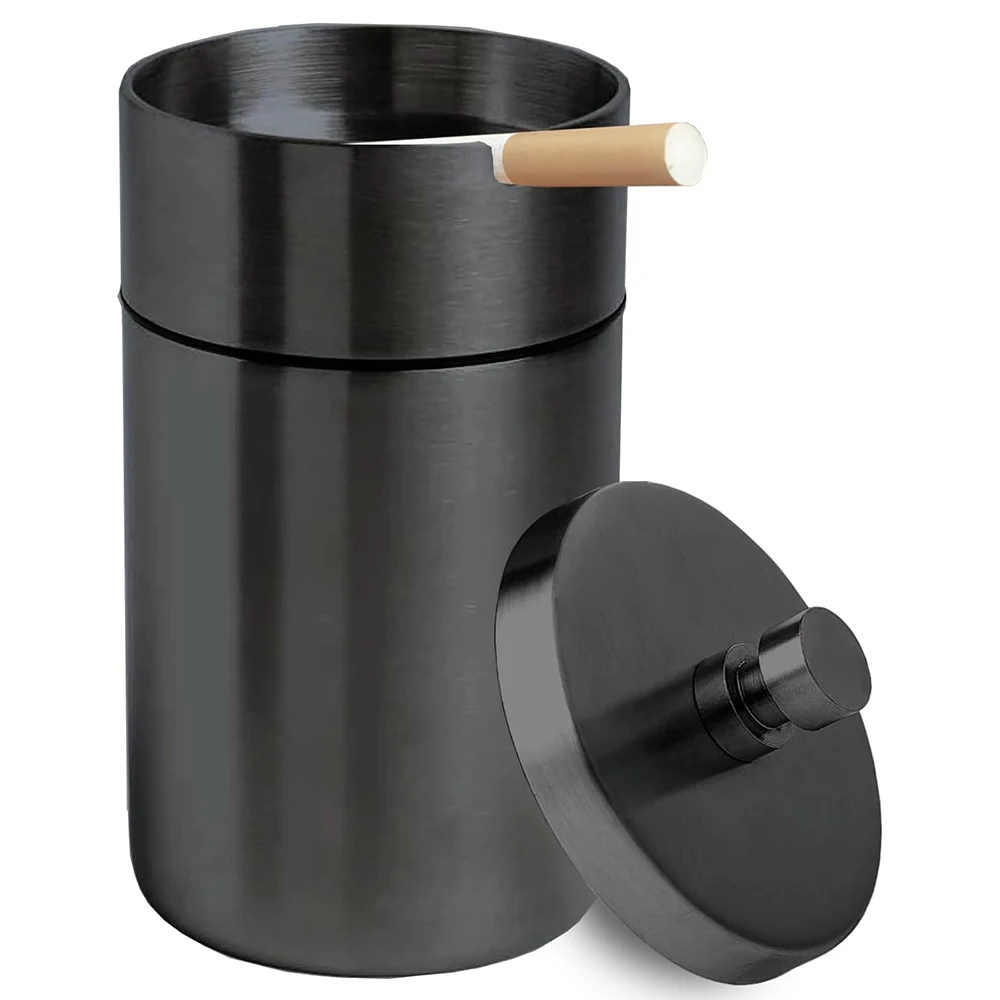 Set Da 36 Posacenere Antivento, Con Coperchio Ribaltabile, Per Interni E Esterni Acciaio Inox Hxd 5 5x11 5 Argento 86472692