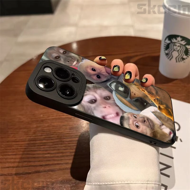 Quirky Monkey Pattern Matte Shockproof Phone Case