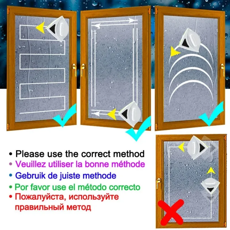Double-sided Magnetic Brush for Washing Windows Outside Household Cleaning Tools Glass Wiper Double Side Washer Cleaner