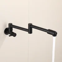 Black Wall Mounted Faucet Single Cold Water Tap 360 Rotating Spout Washing Faucet Folding Neck Bathroom Kitchen Tap 6