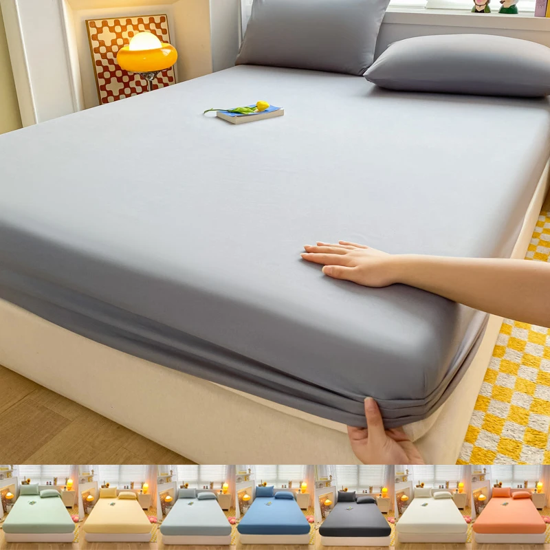 WashedCottonFittedSheetNonSlipDurableMattressCoverforHome