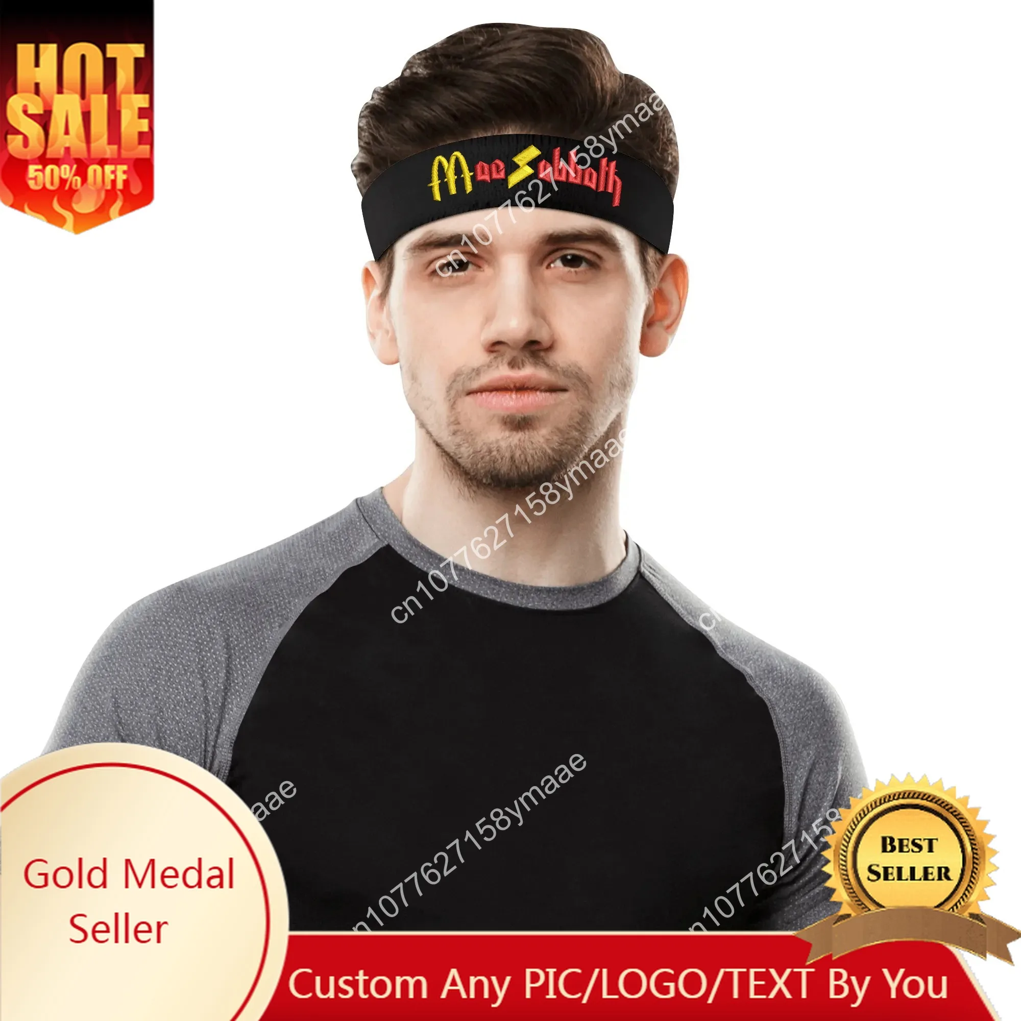 

Mac Sabbath Embroidered Sports Headband Mens Womens Sweatband Bandana Fitness Sweat Absorb Band DIY Name & Team Name & Colors