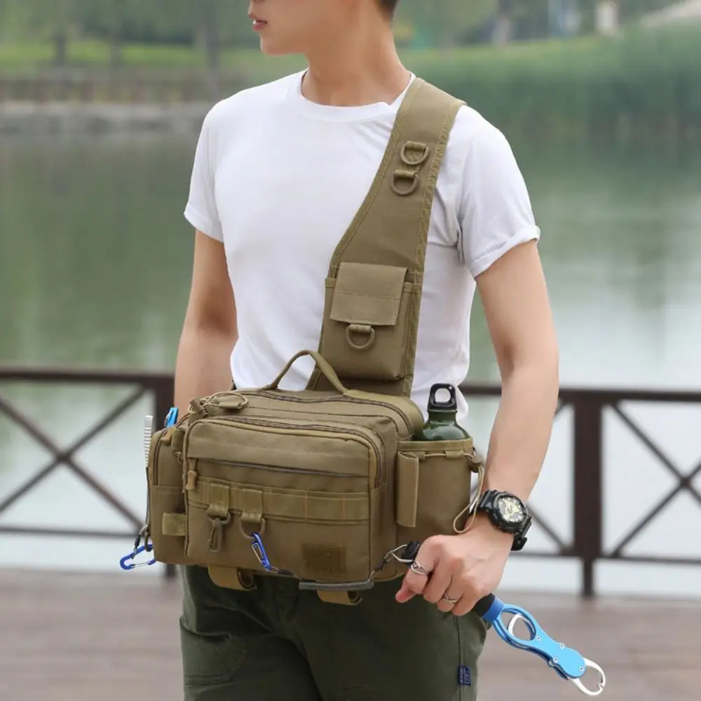 Waist Fanny Multi functional Lure bag Waterproof with Rod Holder Fishing Lure Backpack Compact Crossbody Fishing Rod Lure Bag
