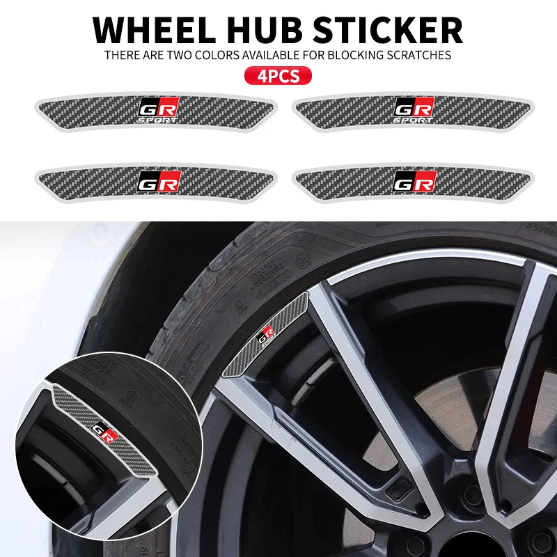 4Pcs Car Wheel Sopracciglio Sticker Cerchi Per Auto Hub Sticker Trim Sticker Per Toyota Gr Gazoo Racing Sport Motor Car Styling Accessori