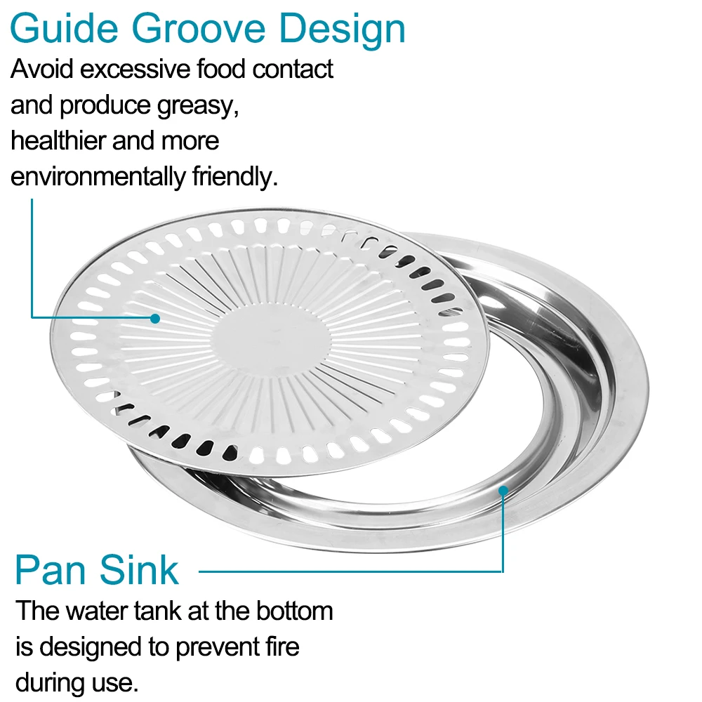 BBQ Grill Pan BBQ Grill Barbecue Tools Household Non-Stick Gas Stove Plate Smokeless Barbecue Grill Pan Electric Stove Baking Tray