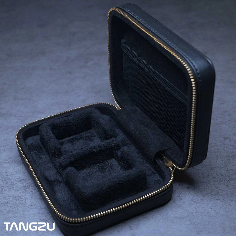 

TangZu Black Premium Leather Versatile Earphone Pouch Bag HIFI Audio Cable Storage Box Case Accessory for Princess Changle Fudu