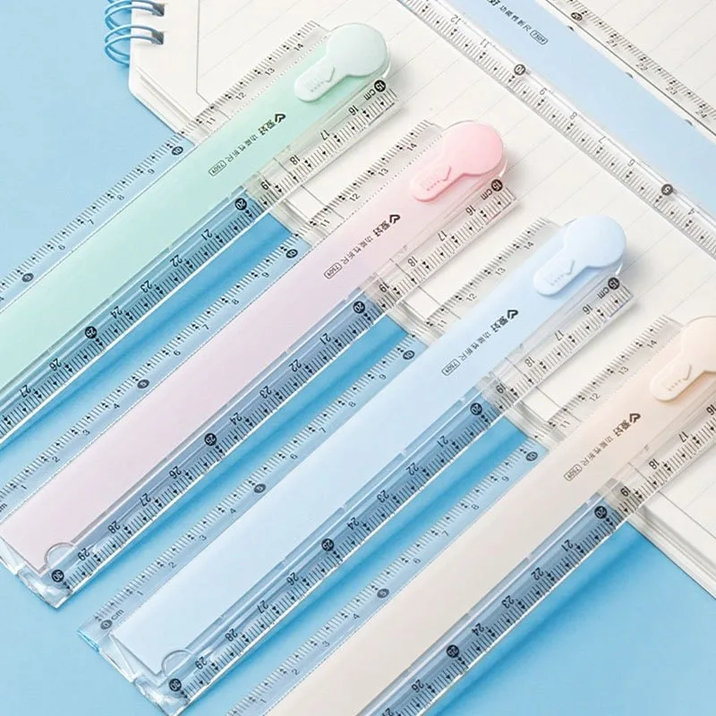 다기능 접이식 자 4가지 색상 선택 가능 투명 눈금 휴대용 디자인 학교 가정 사무실 기하학적 도면 측정용