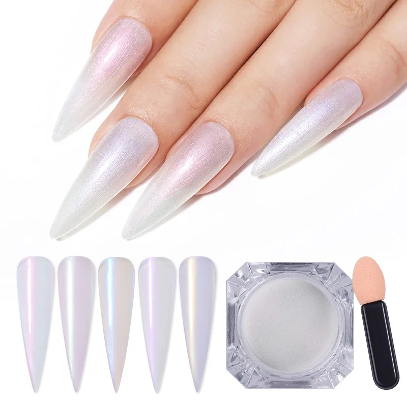 Nail Powder Nail Pigment Nail Glitter Nail Decoration Nail Decorations Pearl Glitter Nail Powder Aurora Mirror Rub Chrome Pigment Neon Powder Manicure Gel Polish Dust Nail Art Decoration