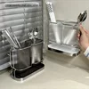Wall Mounted Kitchen Cutlery Organizer Light Luxury Chopstick Spoon Holder Stainless steel Utensil Drying Rack 1