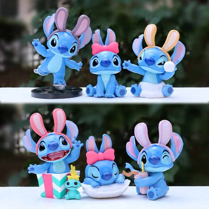 

6PCS Lilo & Stitch Disney Anime PVC Dolls Model Ornaments Action Toys Figure Tabletop Decoration Car Ornament Kids Birthday Gift