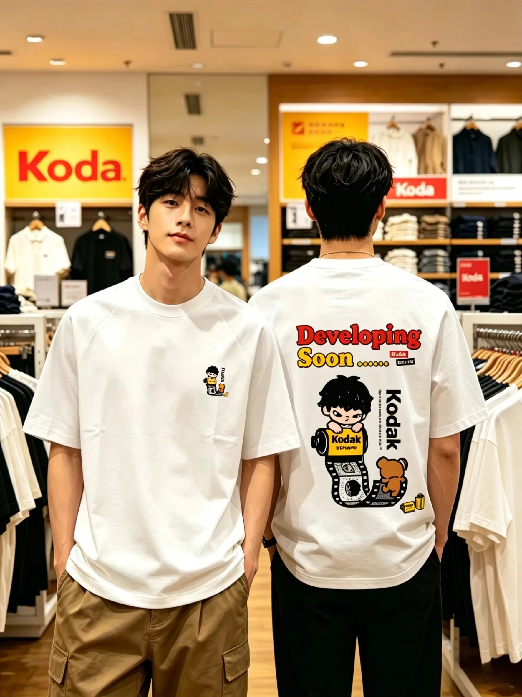 2026 Neues Sommer-Herren-T-Shirt Kodak Koreanische Version Bedrucktes Hemd Lässig Bequem Locker Geschnitten und Minimalistischer Stil Oberteile