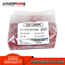 Vibrant Multicolor 3mm LED Light - Emitting Diodes (Pack of 1000) (Red turn red)