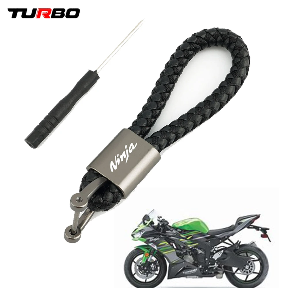 

For KAWASAKI NINJA ninja 400 ninja 650 300 250 250R ZX14R ZX10R ZX6R Motorcycle Keyring Metal Key Ring Braided rope Keychain