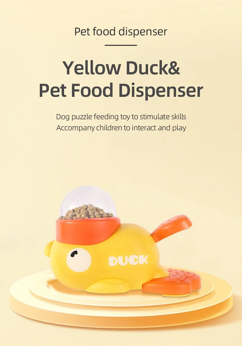 Feeders for Dogs Supplies Pet Intelligence Exercise Cartoon Little Yellow Duck Shape Interactive Dog Toy Anti-slip Design Toys 5
