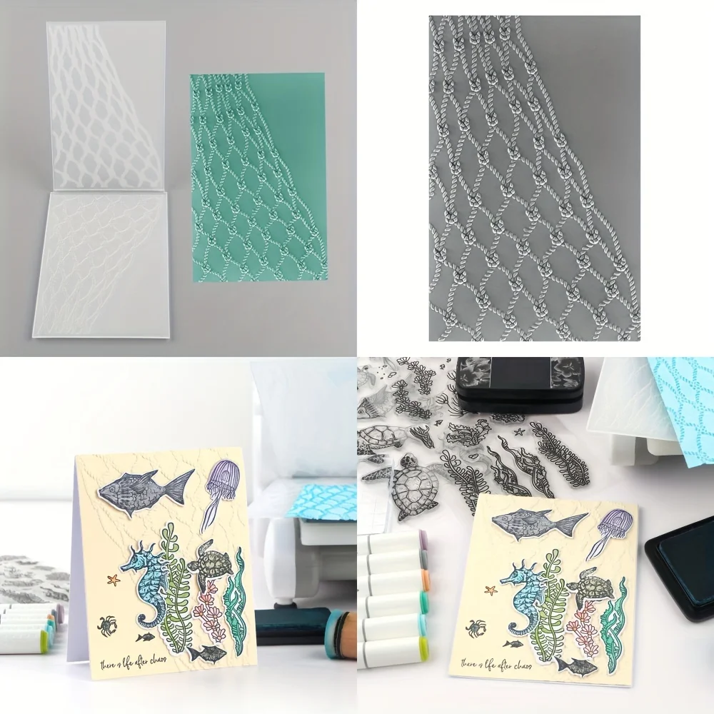 Fishing Net 3D Embossing Folder Patterns Templates For Adding Texture And Dimension To Craft DIY Scrapbooking Card Background