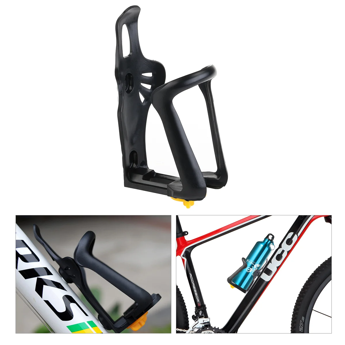 

Universal Adjustable Plastic Bicycle Bike Water Bottle Cage Holder (Black)