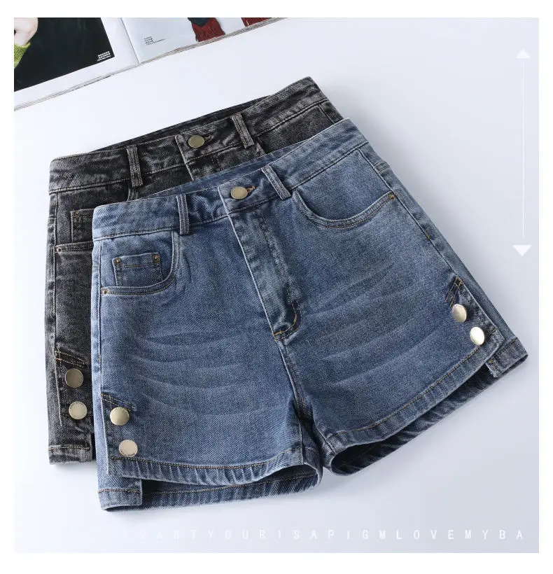 High Waisted Denim Shorts for Women's Summer 2026 New Loose A-line Wide Leg Pants Vintage Denim for External Wear Hot Pants