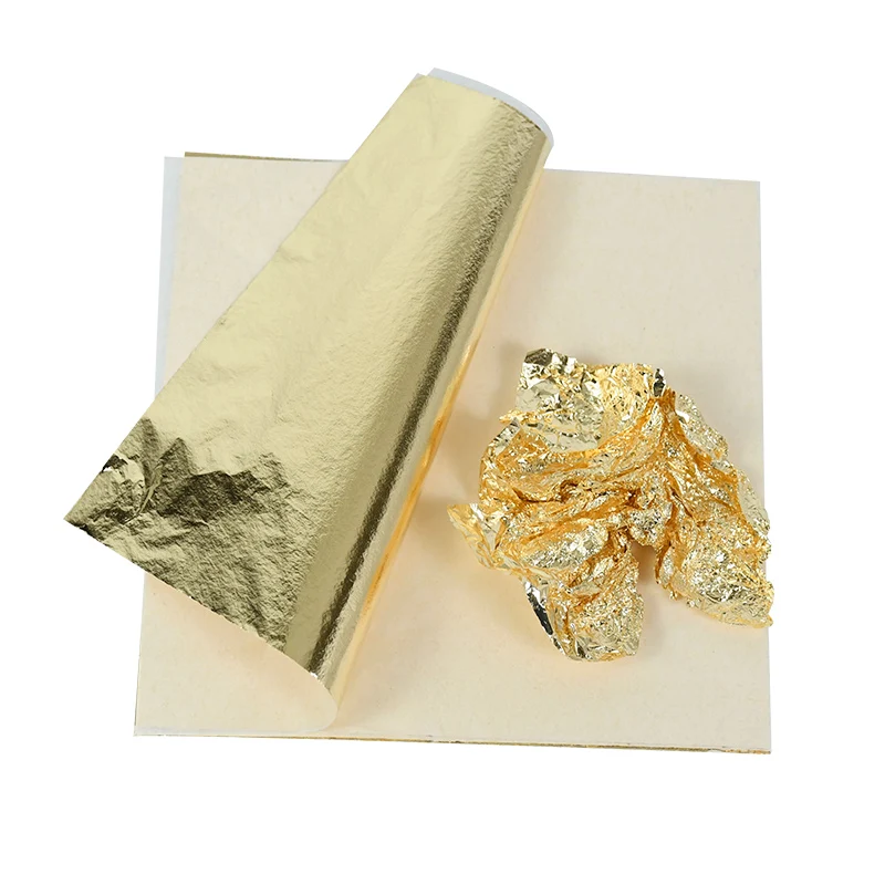 100pcs/set 8x8.5cm Imitation Gold-silver Foil Leaves Coated Diy