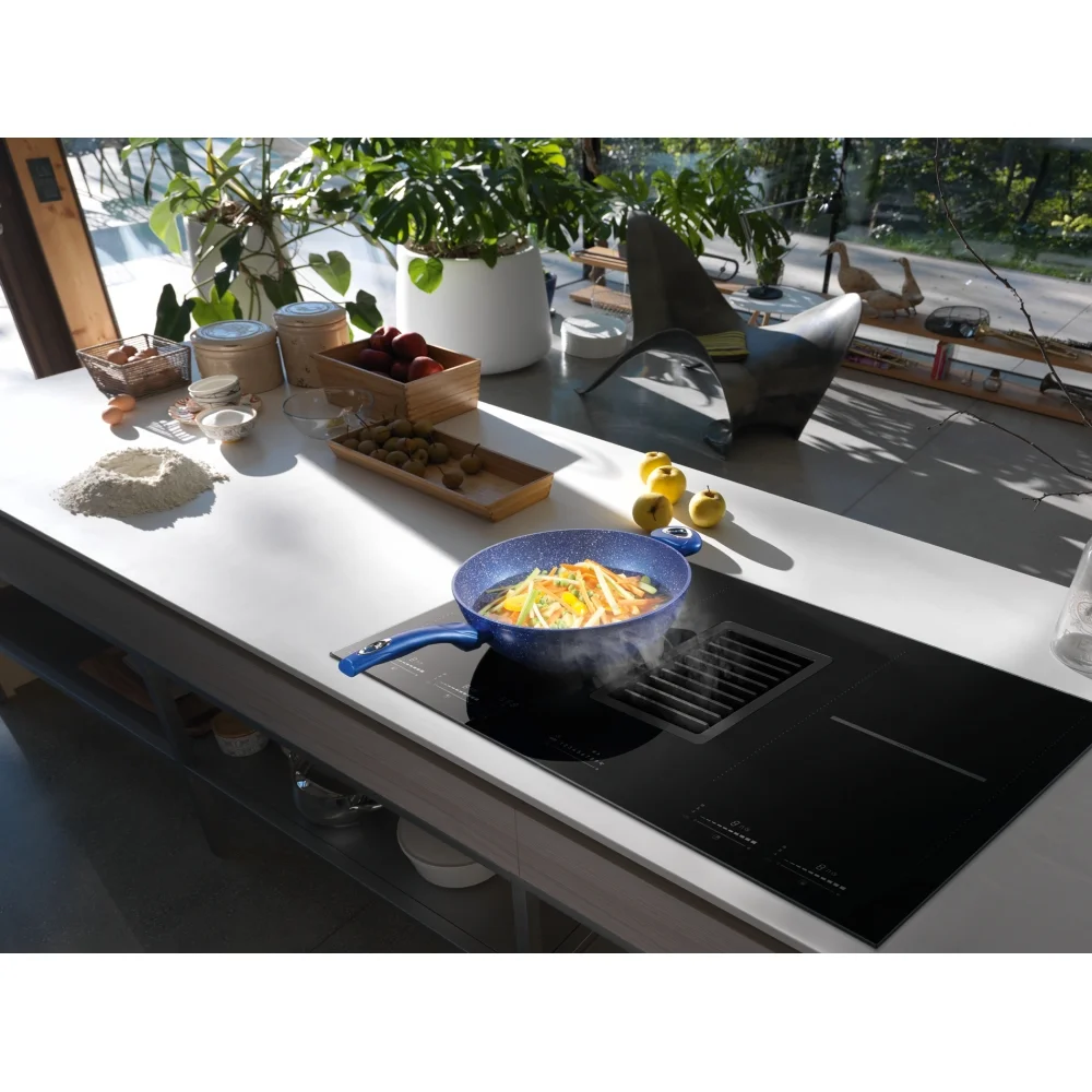 Hot Sale New Products Induction Hob With Extractor Down-draft Hood 220V 7200W Induction Hob With Downdraft Extractor Fan