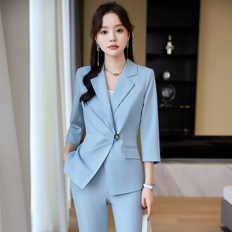 

Formal Uniform Styles Female Pantsuits Spring Summer Elegant Professional Blazers Office Ladies Work Wear Women Career Outfits