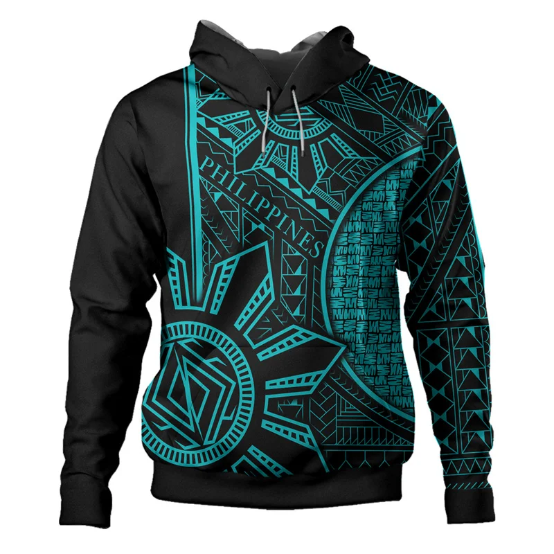 3D-Druck Philippinen Filipinos polynesische Tätowierung Lapu Sonne Stammes Hoodies für Männer Kind Mode Kapuze Hoody Vintage Pullover – Detail 13