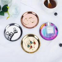 Ins Stainless Steel Round Storage Tray Desktop Cosmetics Metal Tray Photo Ornament Jewelry Storage Tray 1