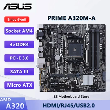 ASUS PRIME A320M-A  AMD A320 AM4 Motherboard For Ryzen 5/3/7 5600G 3600 5700G CPU DDR4 USB2.0 HDMI M.2 Micro ATX Mainboard