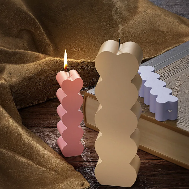 Description Picture 5 of itemStacking Heart Candle Silicone Mould Home Decor Ornament Handmade Soap Candle Cake Chocolate Making Molds